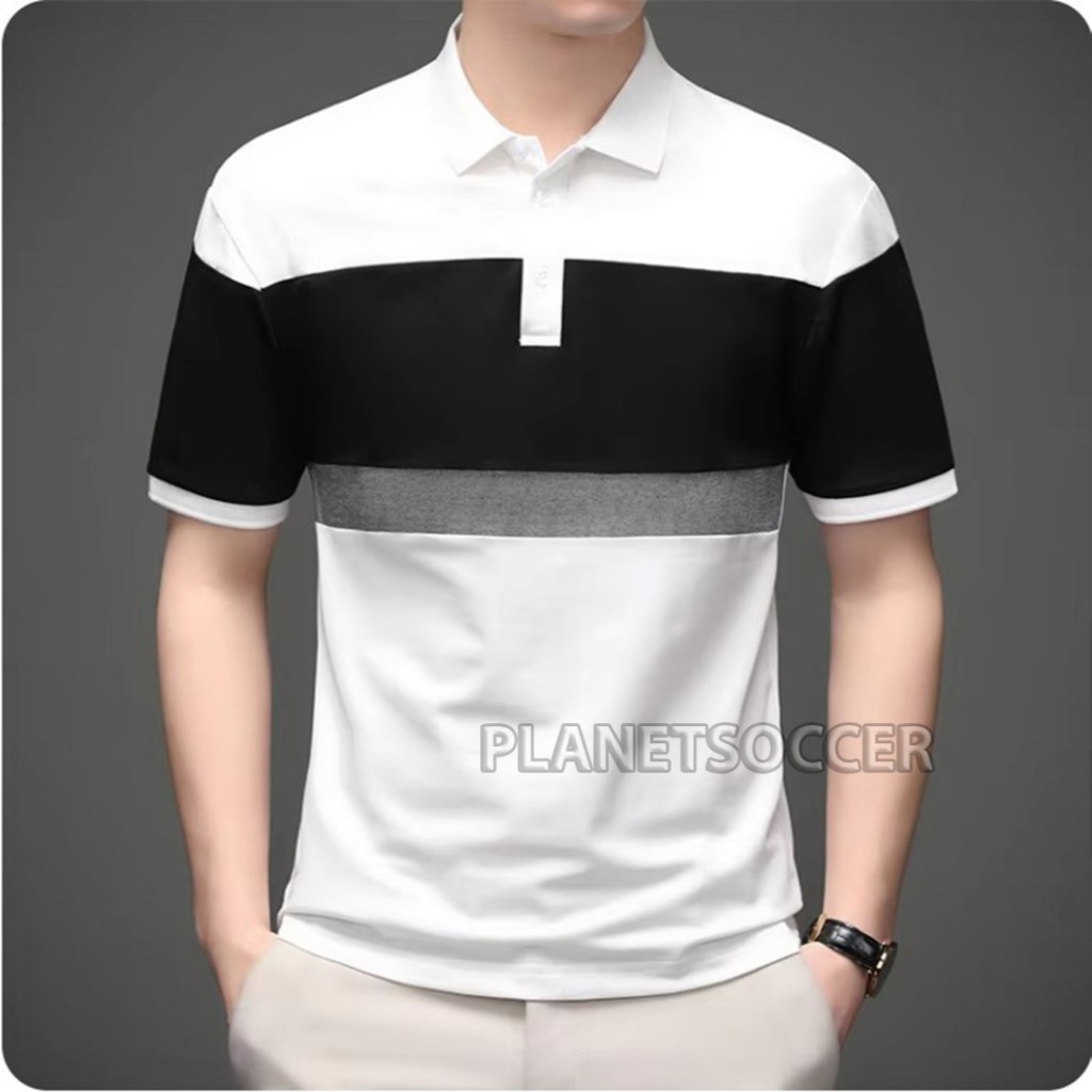 PROMO Kaos Pria Terbaru EVOLT Kombinasi Putih Polos Kaos Polo Pria Kerah Shanghai Distro Bandung