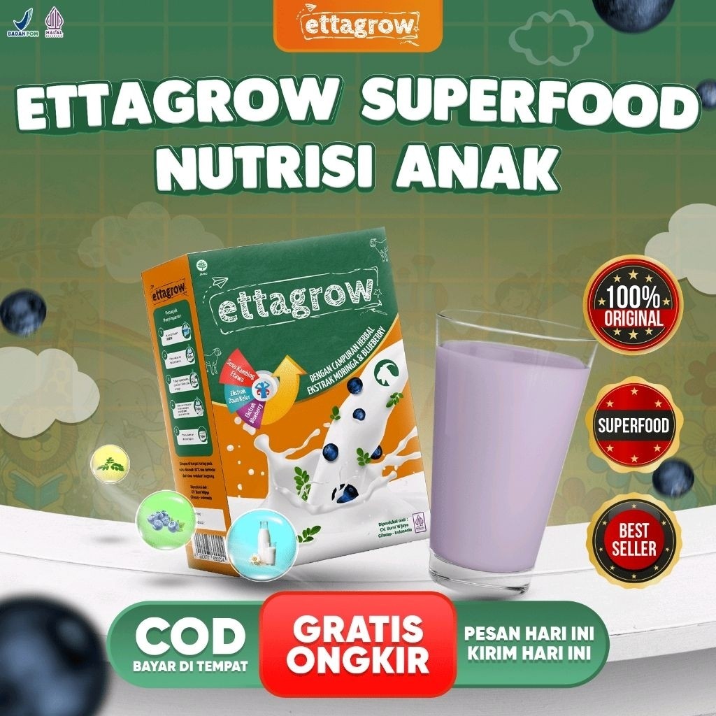 Susu Ettagrow Usia 3-12 Tahun Original Peninggi Badan & Penambah Nafsu Makan Anak By Klinik.Harpa