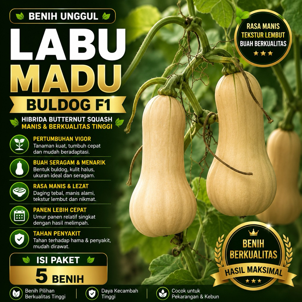 Benih biji isi paket 5 Benih Labu madu butternut varietas Jacqueline F1 import -