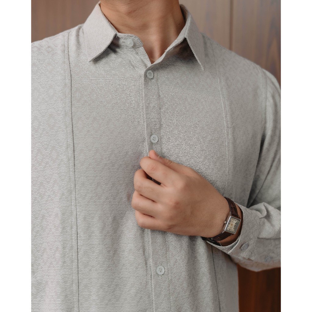 AANTOI SELLER [NEW] Nibras Hijab x Kalasiris Baju Couple Lebaran Koko Tunik Lengan Panjangn - Earthy