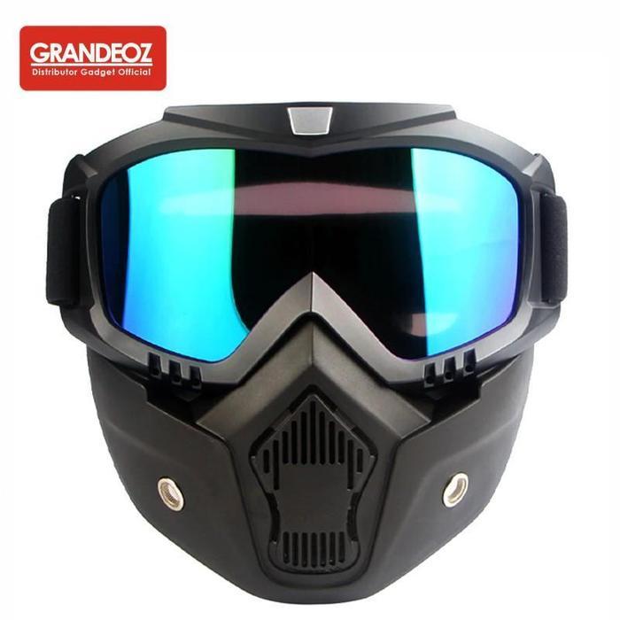 TerlarisGoggles Kacamata + Masker Goggle Mask Full Face Helm Topeng Motor Gogle Paintball Kaca Mata 
