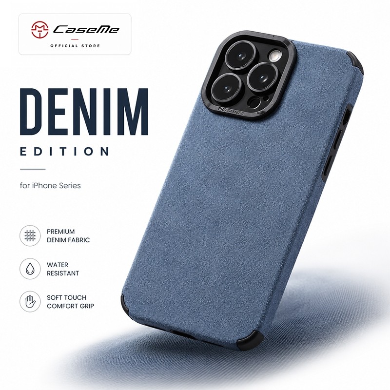 Caseme Casing iPhone X XS XR 11 12 13 14 15 16 17 PRO MAX Alcantara Brudu Leather Soft Case Anti Sli