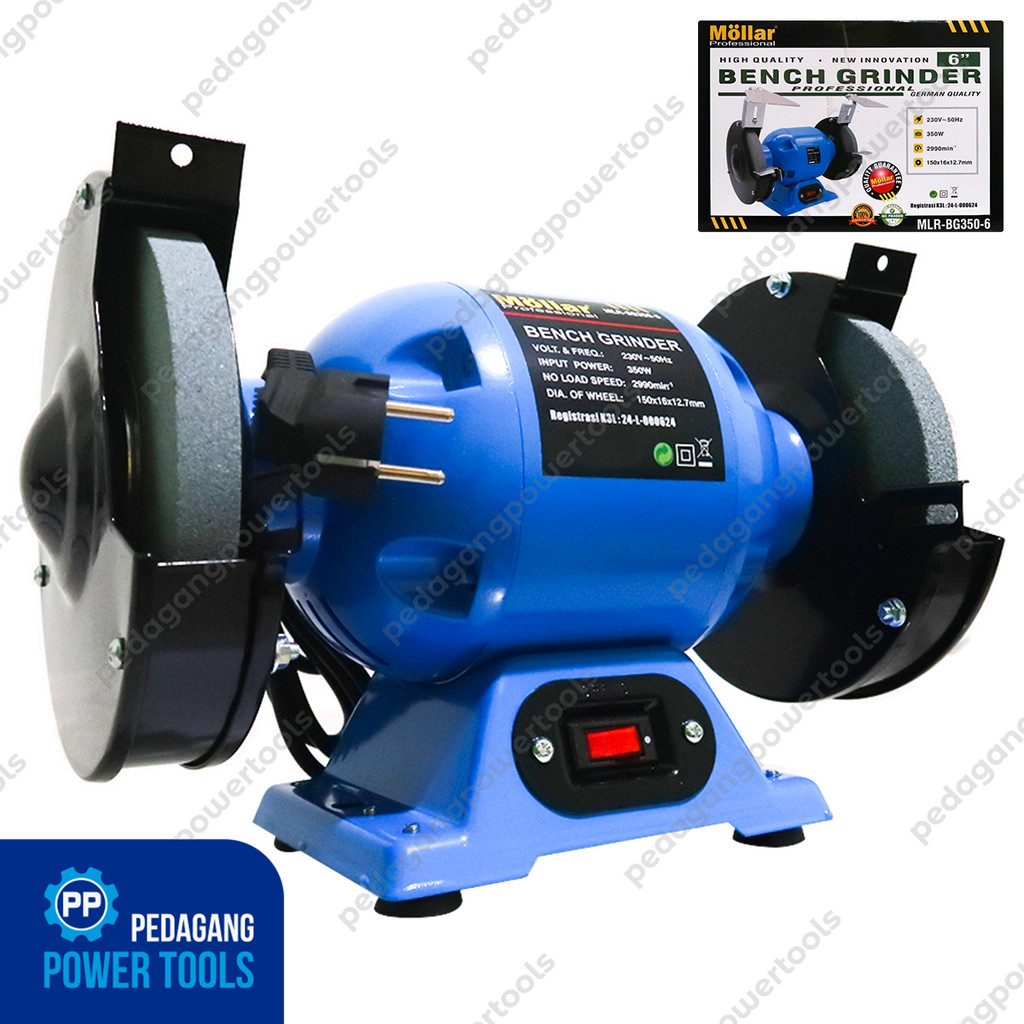 MOLLAR BG350-6 Mesin Gerinda Duduk Listrik 6" Gurinda Asah Slep Gosok Bench Grinder 150 mm