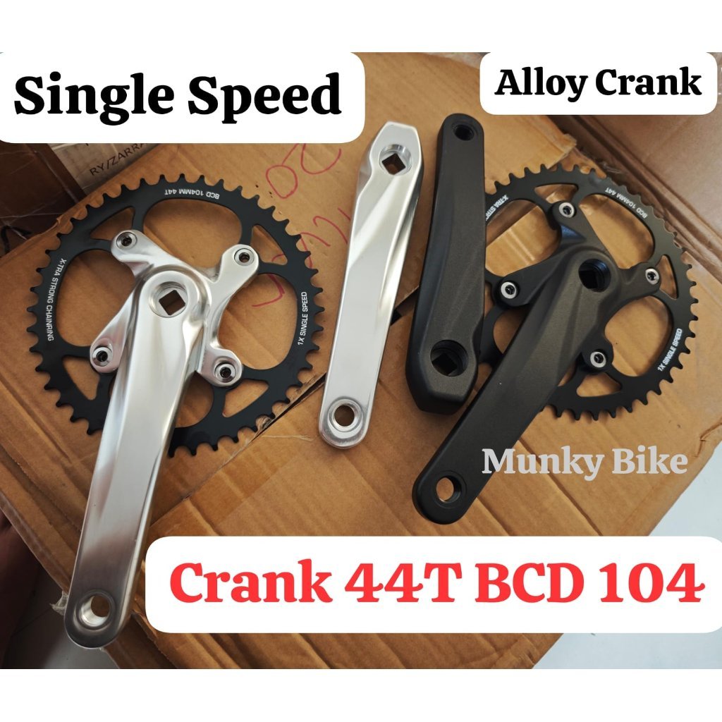 Foto Crankset Crank 104 Alloy BCD 104 AL 44T Single Speed Chainring 170mm BB Square Taper Kotak Sepeda MTB BMX Federal