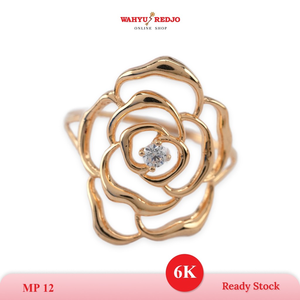 WAHYU REDJO - CINCIN EMAS 6K HWT MODEL MAWAR BESAR ELEGAN & PREMIUM (PMR)