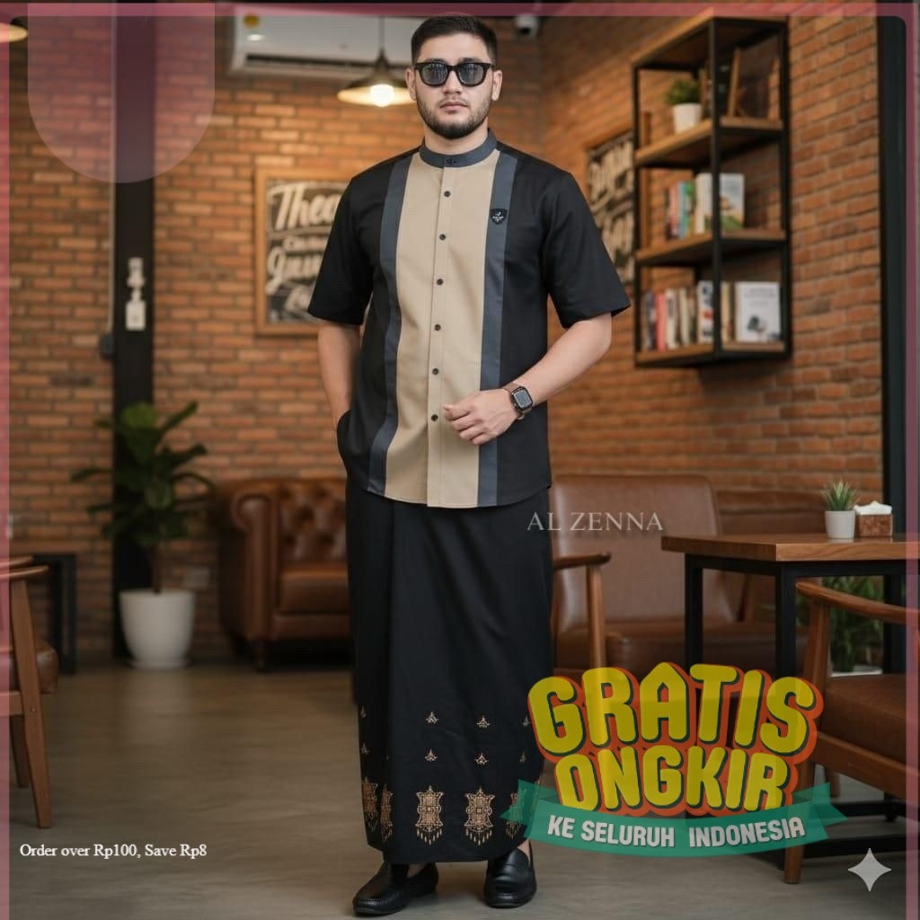 Set SARKO Sarung Koko dewasa Nuiman Series Sarung Motif Aceh Hitam/ Terbaru Terkini Terlaris 2027