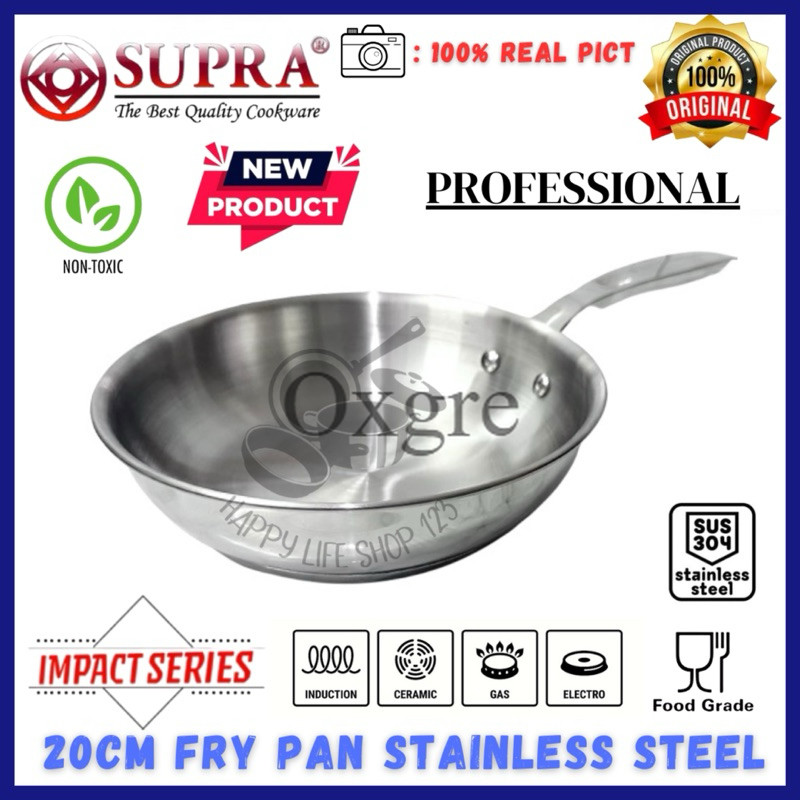 PromoSUPRA Deep Fry Pan Stainless Steel Preffesional SUS 304 / Penggorengan Stainless Impact Buttom 