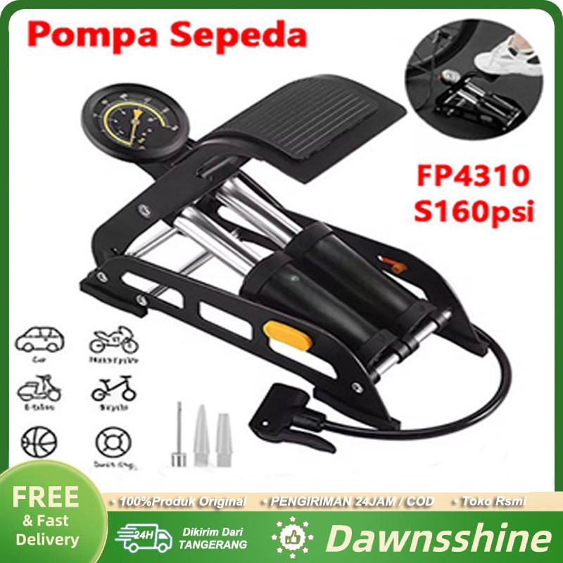 Rockbros Pompa Sepeda Injak Fp4310S Double Silinder 160 Psi Pentil Besar Kecil Pump Ban Motor Mobil