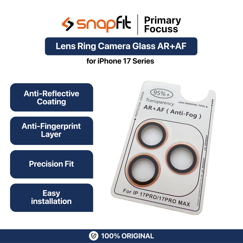 SNAPFIT Lens Camera Butiran iPhone 17 Pro Max 17 Pro 17 Air Lens Ring Glass AR+AF Anti FOG Anti-refl