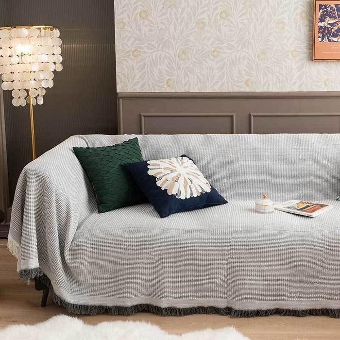Cover Sofa Selimut Sofa Nordic 3/4 Seater/Nordic Blanket NS076 - A#ABU, 3-Seater180x260 Promo 
