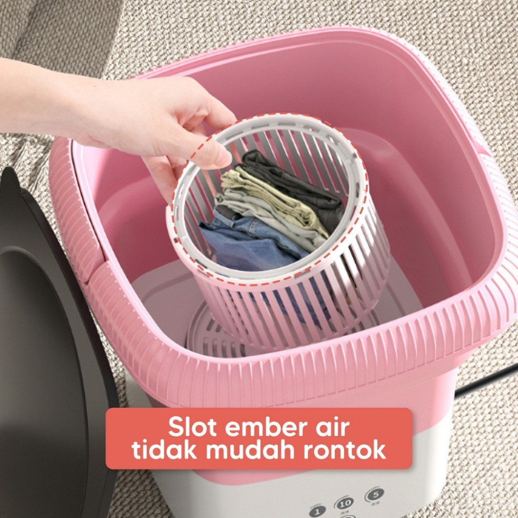 H5949 Mesin Cuci Lipat Anak Kos / Mesin Cuci Portable / Ember Mesin Cuci Mini Otomatis Dengan Penger