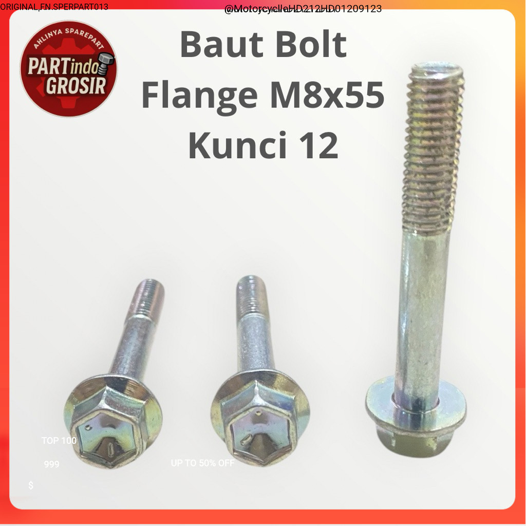 BOLT FLANGE baut M8x55 Kunci 12 Original Motorcycle 01 Cc