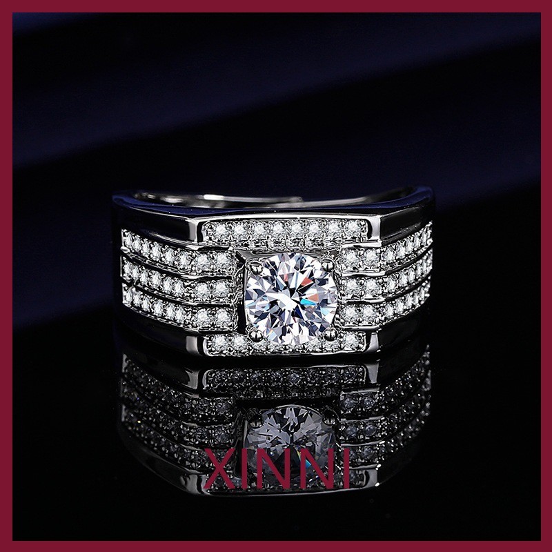 XINNI Cincin Berlian Moissanite untuk Pria Cincin Pernikahan Berlian 1 Karat yang Trendy untuk Pria 