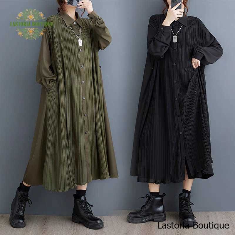 LC1758 Dress Premium Oversized Midi Korea Lastoria Boutique