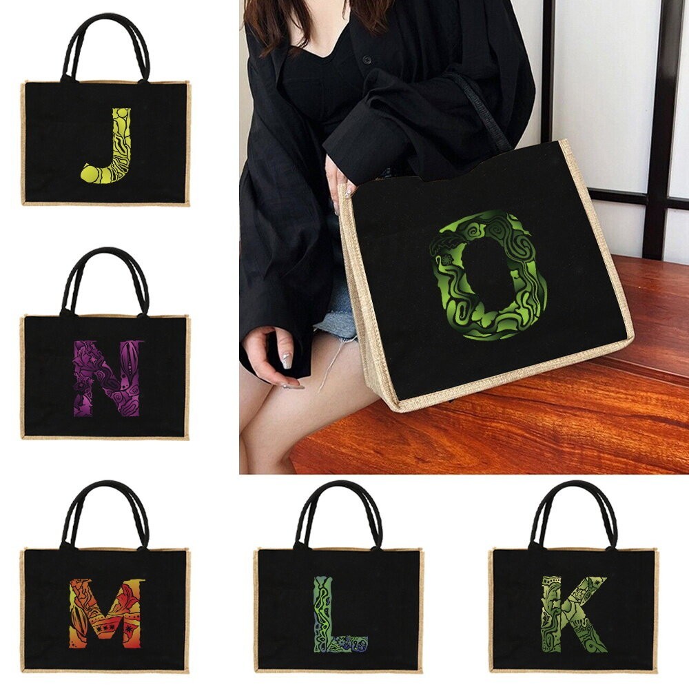Tote bag Jute Tote Bag Jute Handbag Shoulder Bag Sacks JuteWomen Shopping Pouch Designer Engrave Ima