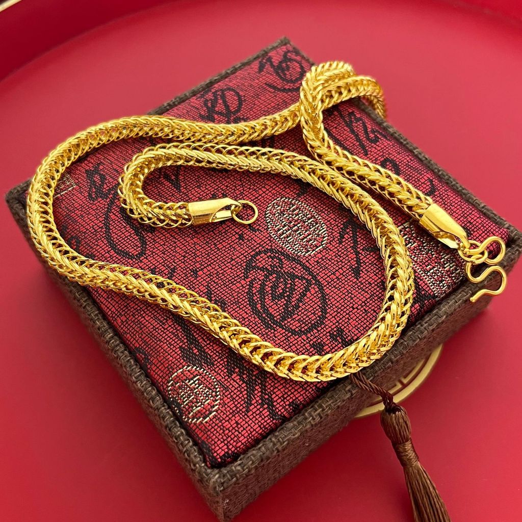 Dragon Bone Chain Men's Necklace 24K Gold AU999 - Tight links, masculine style, 24K AU999 pure gold 