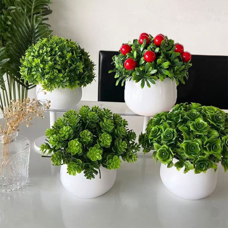 Artificial Plants Bonsai Mini Potted Plant Greenery Fake Plants for Home Office Table Decor Farmhous