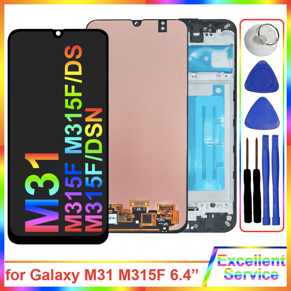 AMOLED LCD for Samsung M31 M315F LCD splay Tou Screen gitizer Assembly for Samsung M315 M315F LCD Re