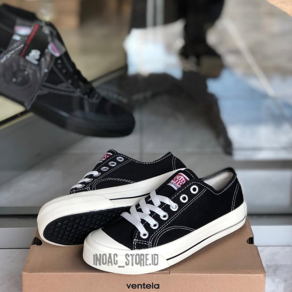 RAMADAN.ID (Bonus Kaos Kaki)Sepatu Ventela Besic Low Black Natural / Sepatu Sneakers Pria Wanita / S