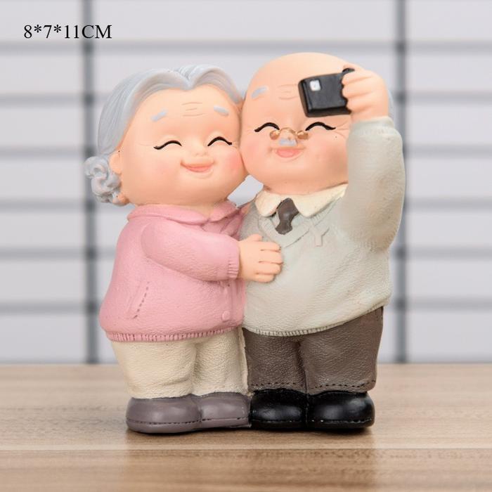 [Home Paradice] miniatur pajangan boneka resin Hiasan Pajangan Patung Sepasang Kakek Nenek  kakek ne