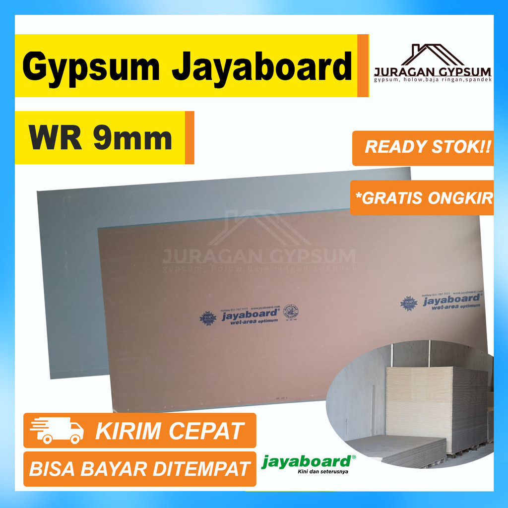 Gypsum Jayaboard WR 9mm / Gipsum Jaya Wet Area 9 mm