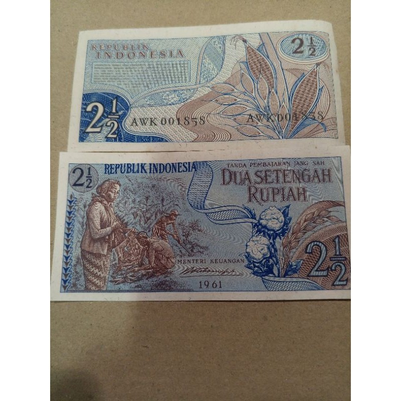 UIG37  DUA SETENGAH RUPIAH 2½ RUPIAH TAHUN 1961 GRESS/UNC