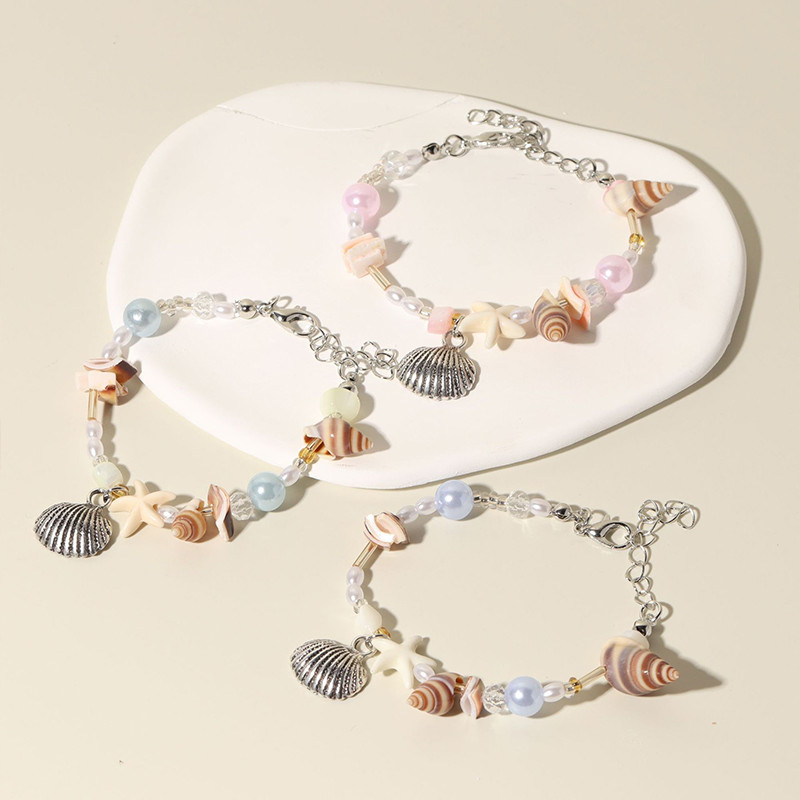 LEERE-Gelang Kristal Gelang Manik Dopamin Gelang Liontin Kerang Gaya Bohemian