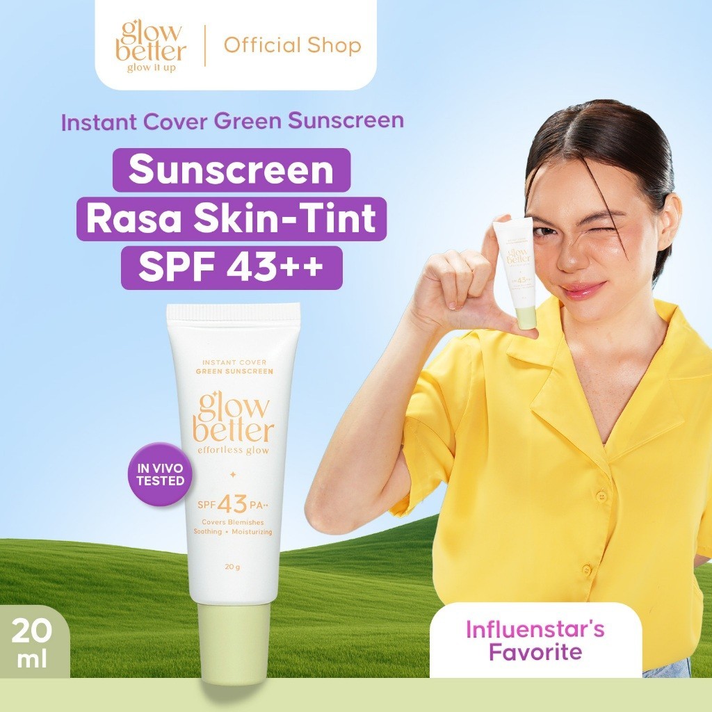 [WAREHOUSE SALE] EXP 10/2026 Glow Better Instant Cover Green Sunscreen SPF 43 PA++