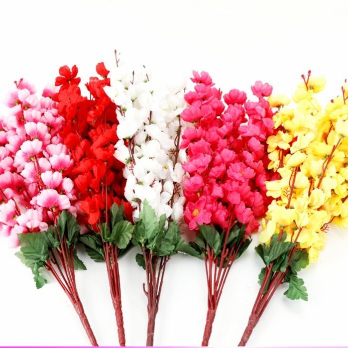 Bunga Meihwa Rumpun Pohon Sakura Pink Imlek Pot Bunga Murah Ornamen - 7 cabang RANDOM