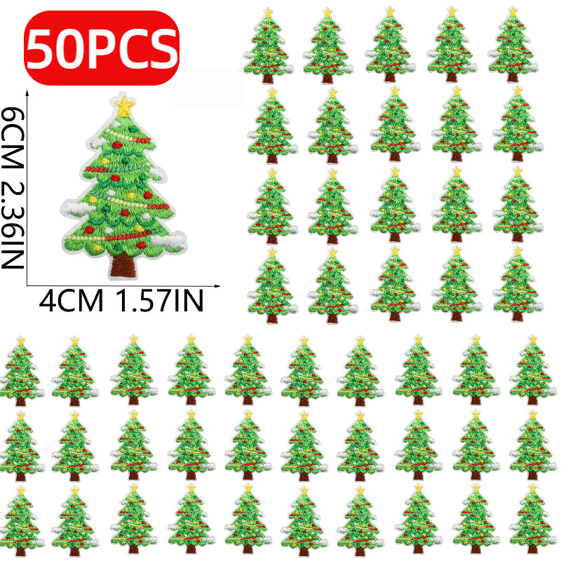 10/50/100PCS Classic ristmas Tree Embroidery Cloth Sticker Cartoon Star Pat Sticker Clothes Decorati