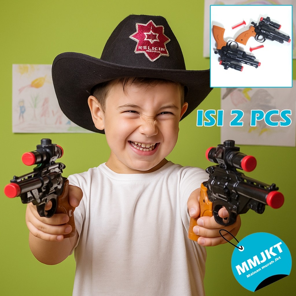 Mainan Anak Target Shooting Oct8272 Isi 2 Mainan Coboy Polisi Shooting