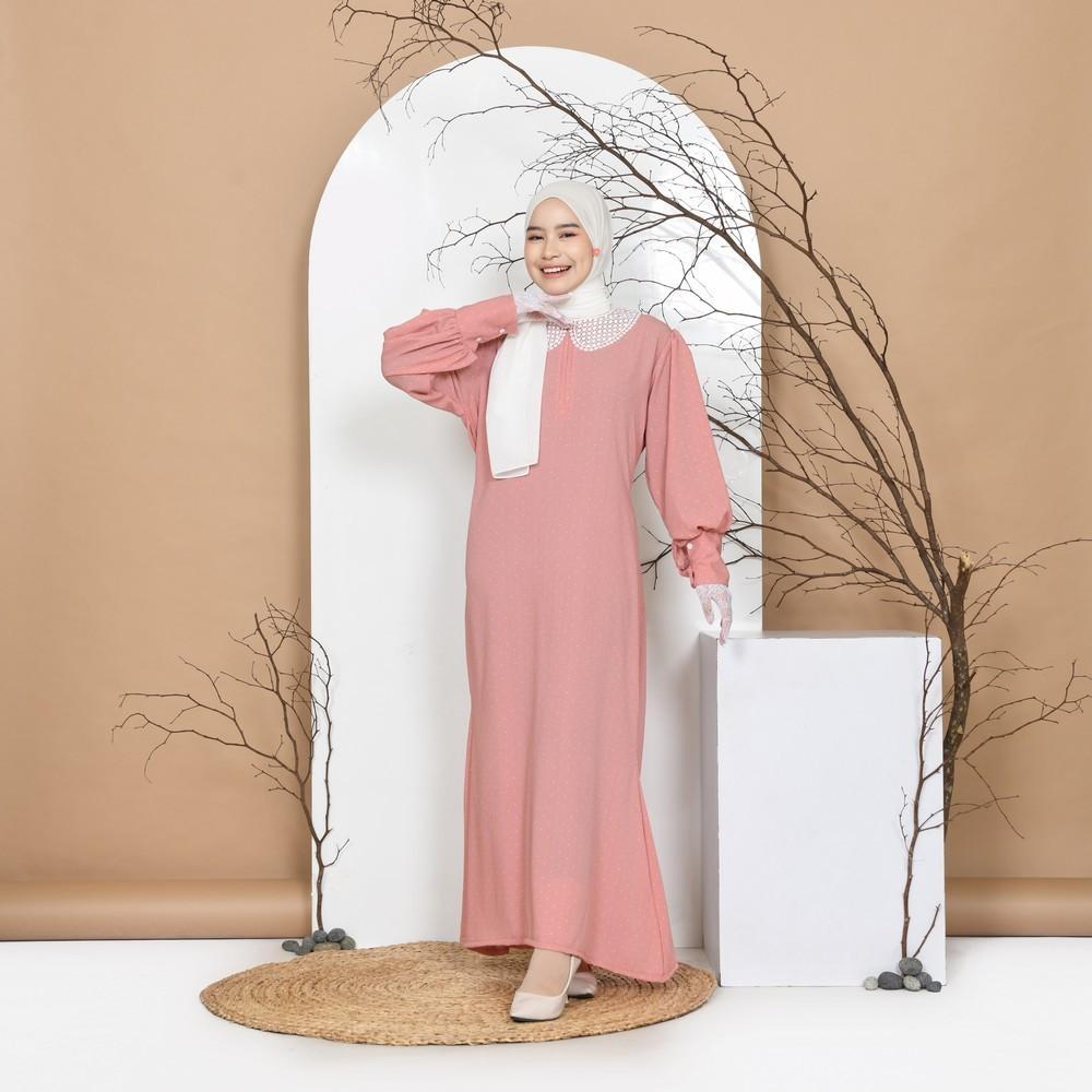Myaffselv Eris Maxi Dress - Dress Duyung Mermaid Kekinian - Gamis Lengan Balon Muslim Wanita - Bahan