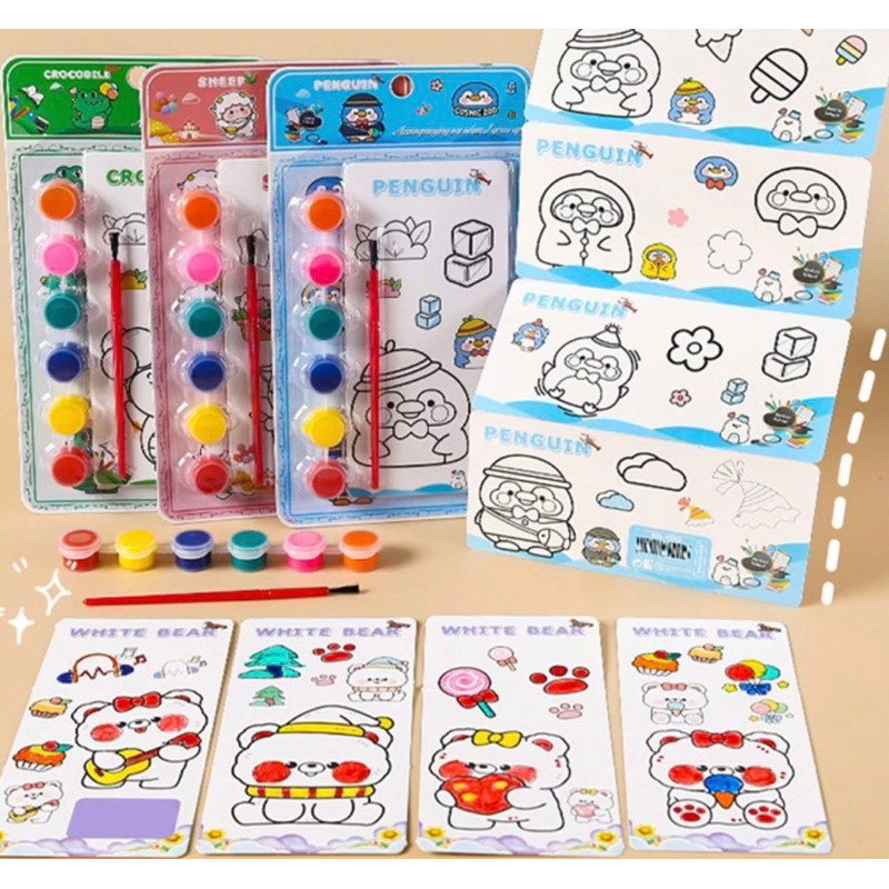 Painting Set Mewarnai Melukis / Cat Air Anak Watercolor / Painting Book Coloring Book