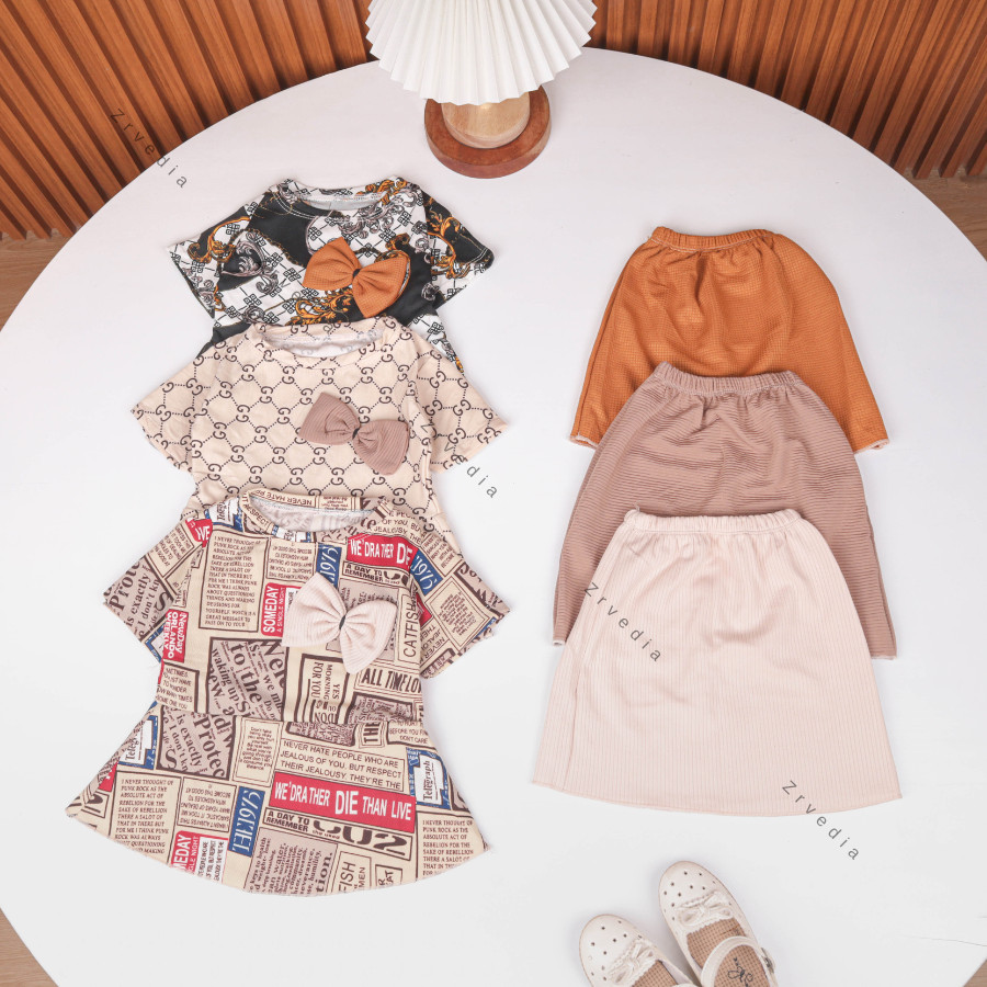 2-4 tahun | Setelan Ciara Set Rok Anak Peplum Dress Stelan Import Branded Korea Anak Perempuan Baju 