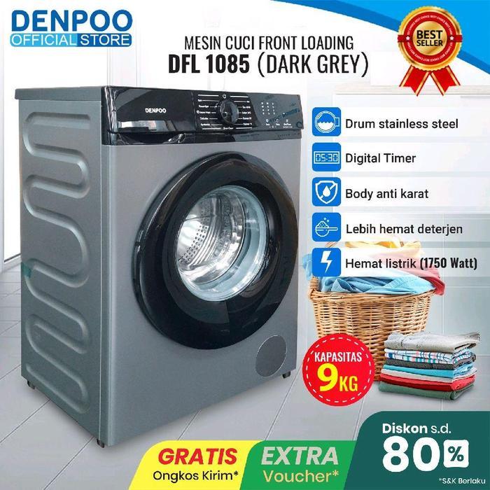 Denpoo Mesin Cuci Front Loading DFL-1085G 9 KG - DFL 1085-ABU