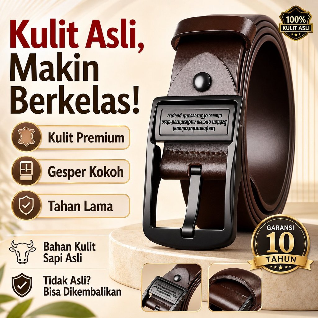 Ori 100% Asli kulit sapi Sabuk Kulit Asli Pria Bisnis Sabuk Pria Ukuran Besar Sabuk Kulit Sapi denga