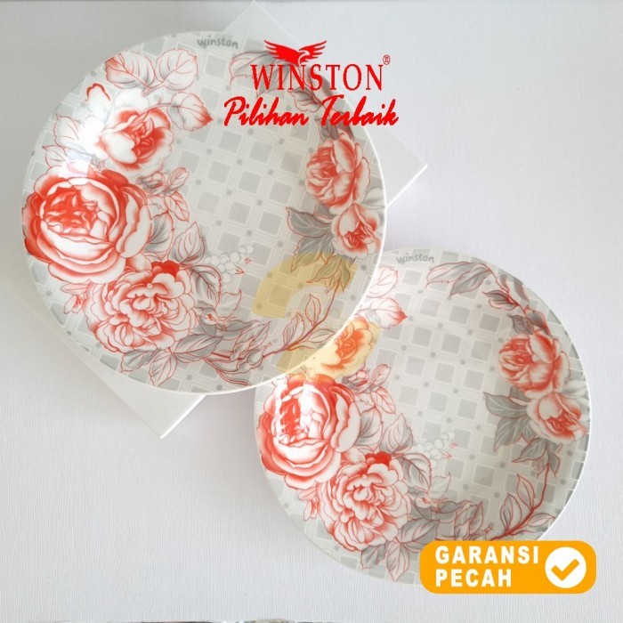 WINSTON 1pcs Piring Lontong Keramik 9,25 inch Emerald Red Plate 23cm