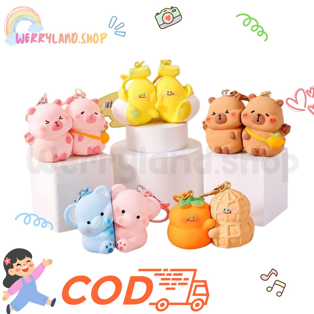 WLD Gantungan Kunci Magnet Couple Pinguin 2in1 Aksesoris Tas Imut/ Aksesories Untuk Motor Mobil Gant