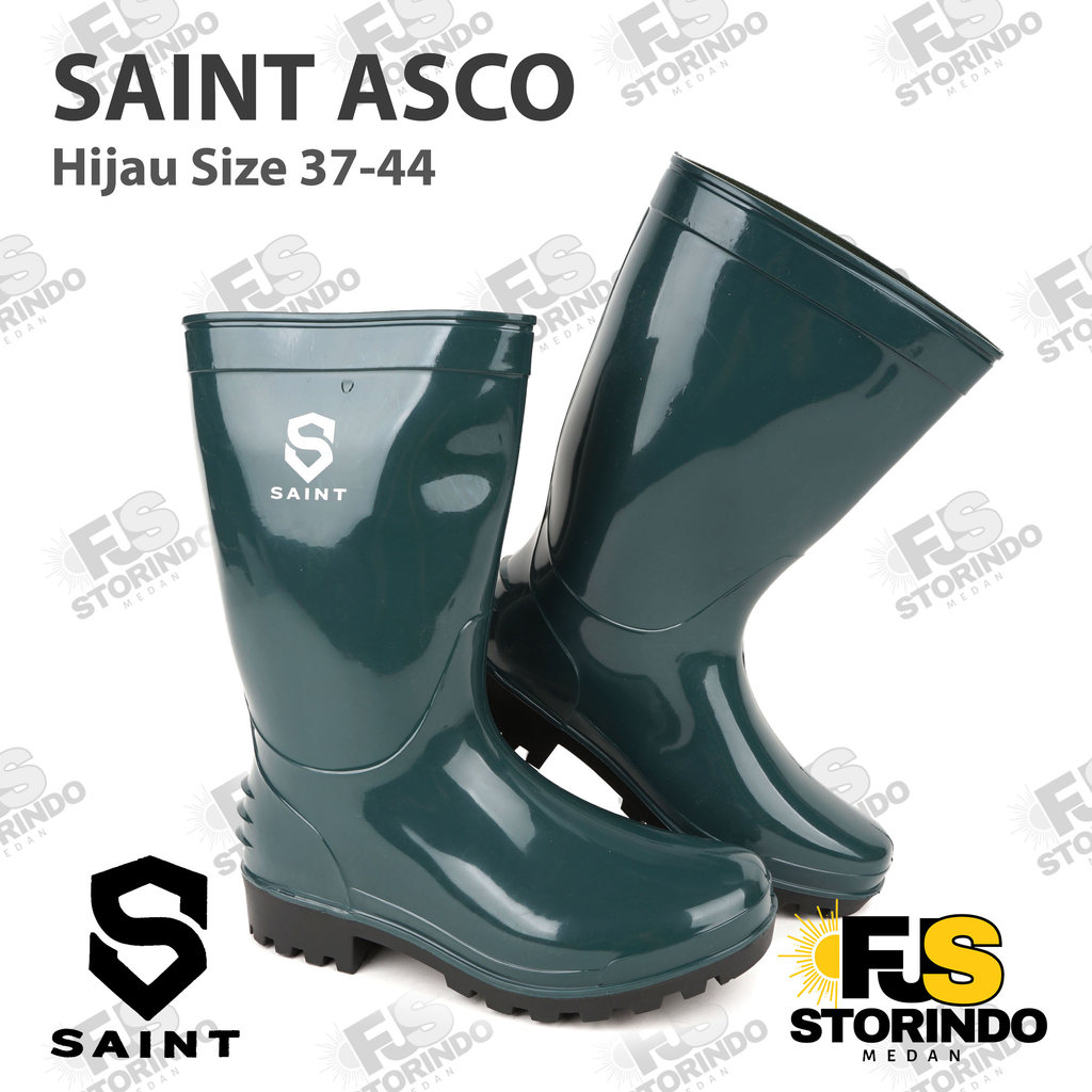 Sepatu Boot Pendek SAINT ASCO Hijau Boots Karet Lentur Anti slip & air Medan, Aceh, Padang, Riau, Ja
