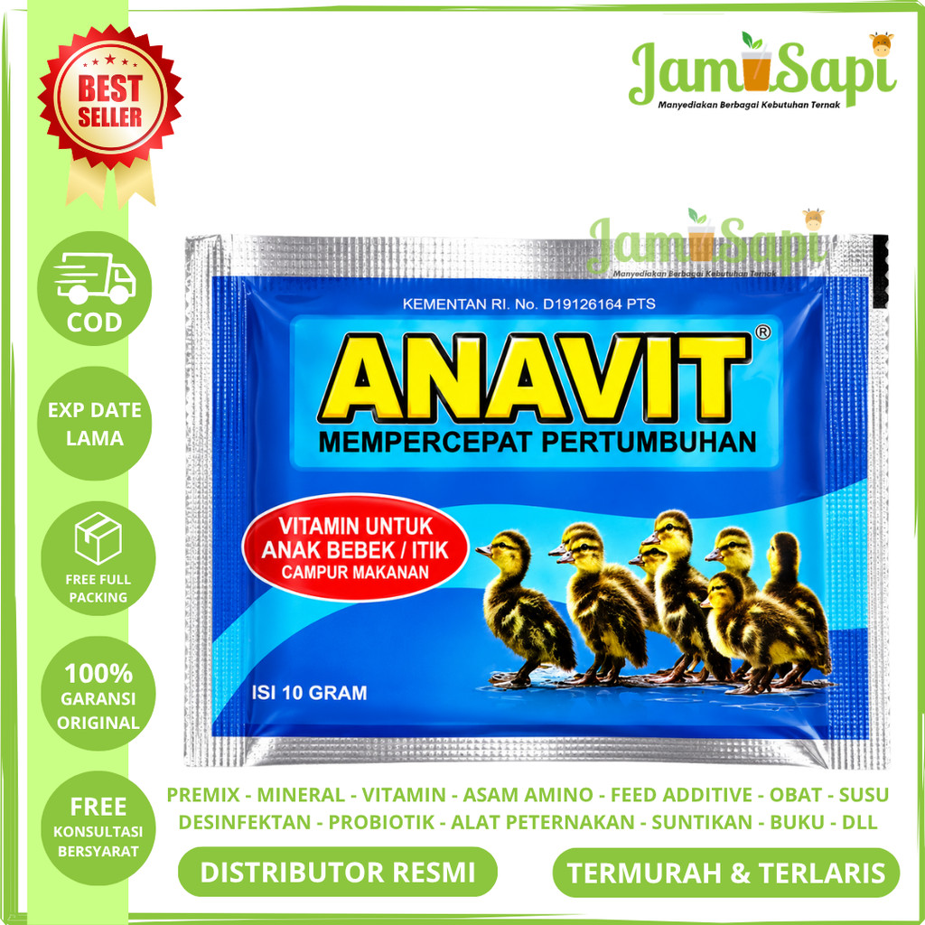 ANAVIT 10 GRAM EKA FARMA - Vitamin Anak Bebek Itik Mempercepat Pertumbuhan - Vitamin DOD Anak Bebek
