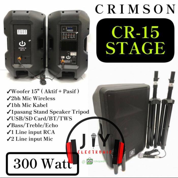Paket Speaker Aktif Pasif Crimson 15 inch Stage