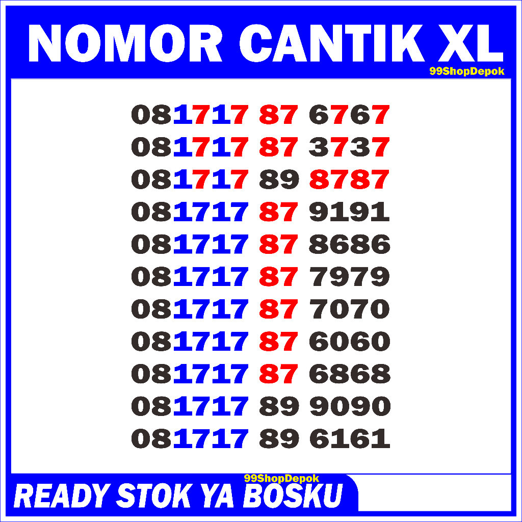 Nomor Cantik XL 1717 6767 3737 XL 8787 Kartu Perdana Nomer Cantik XL 4g 5g 6161 9191 6868 7070 7979