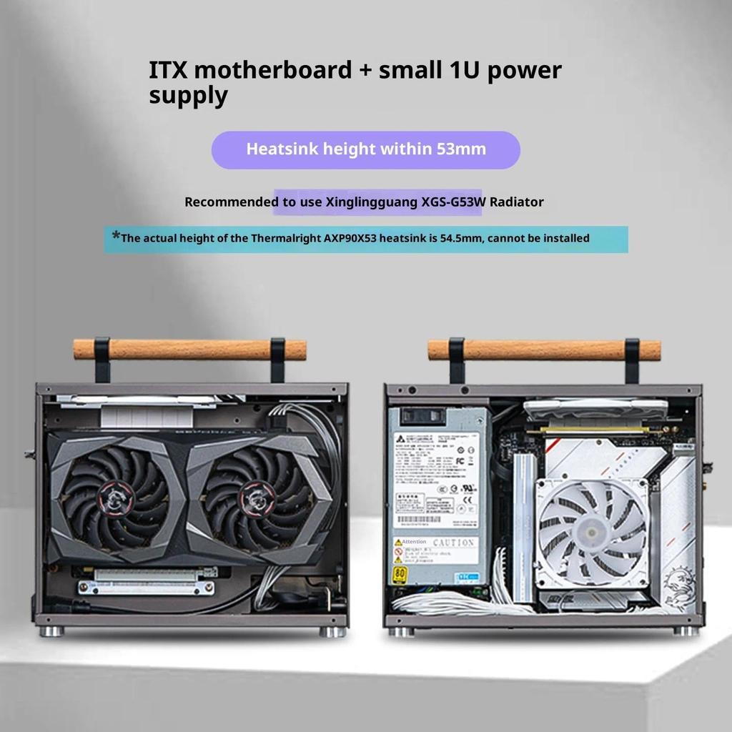 Compact 6.9L Mini ITX Case Full Aluminum SFF Computer Case with PCIe Riser Support 255mm GPU