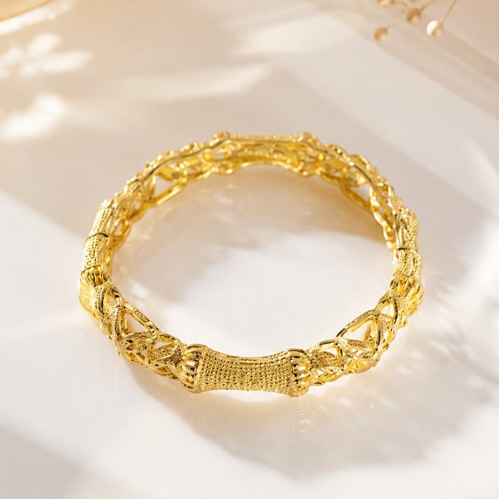 Gelang Tangan Wanita Keroncong Model Dubai Bangle Fashion Warna Emas Mewah
