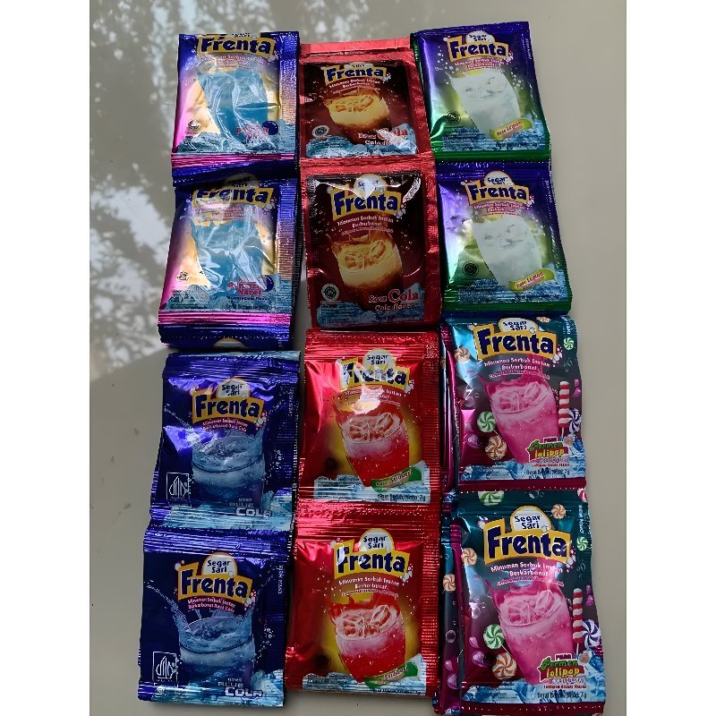 Frenta semua Varian 1 Renceng - 10pcs Segar sari susu soda serbuk bubuk aneka rasa minuman dingin Te