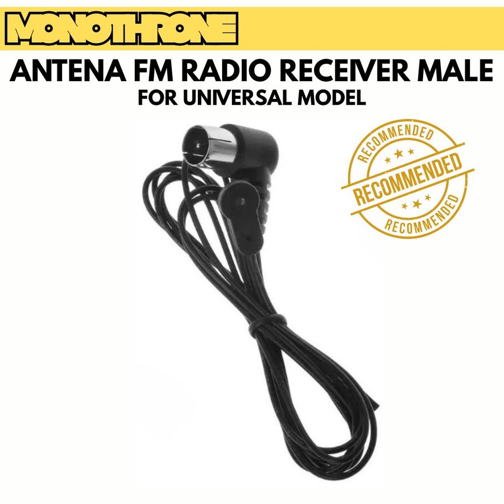 Antena FM Radio 75 Ohm Unbal Male Konektor Adapter Stereo Antena Indoor Sony Pioneer Yamaha