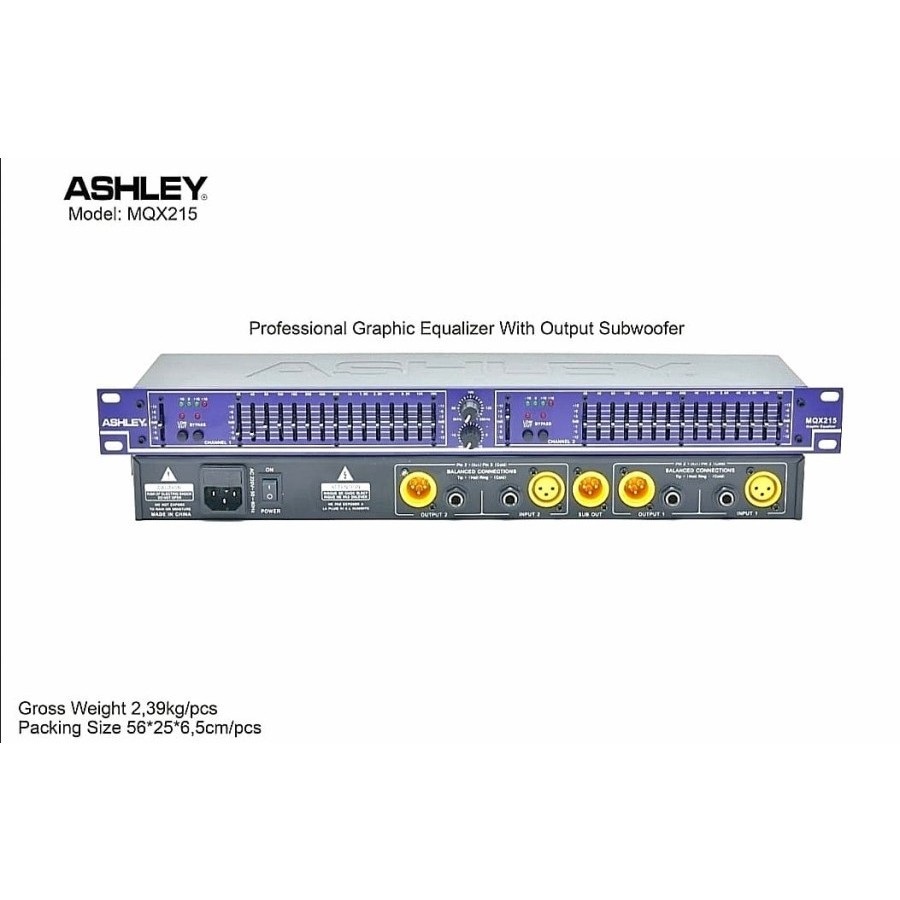 Professiona Graphic Equalizer ASHLEY MQX215 ( 2 x 15 Channel )