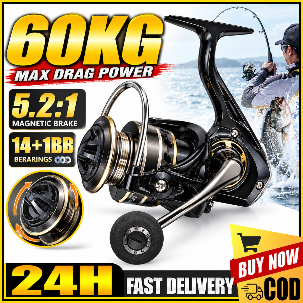 Reel Pancing Metal NX1000-7000 Drag 60 KG/katrol pancing/Murah Kuat Power/reel pancing mini besi