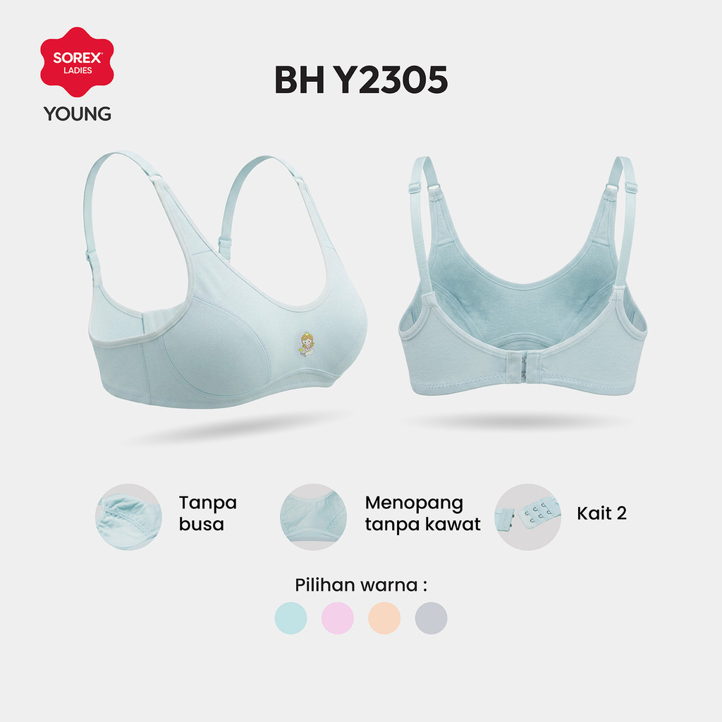 Sorex Young Bra Remaja Miniset Princess Step 2 Tanpa Busa Tanpa Kawat Kait 2 BH Y 2305