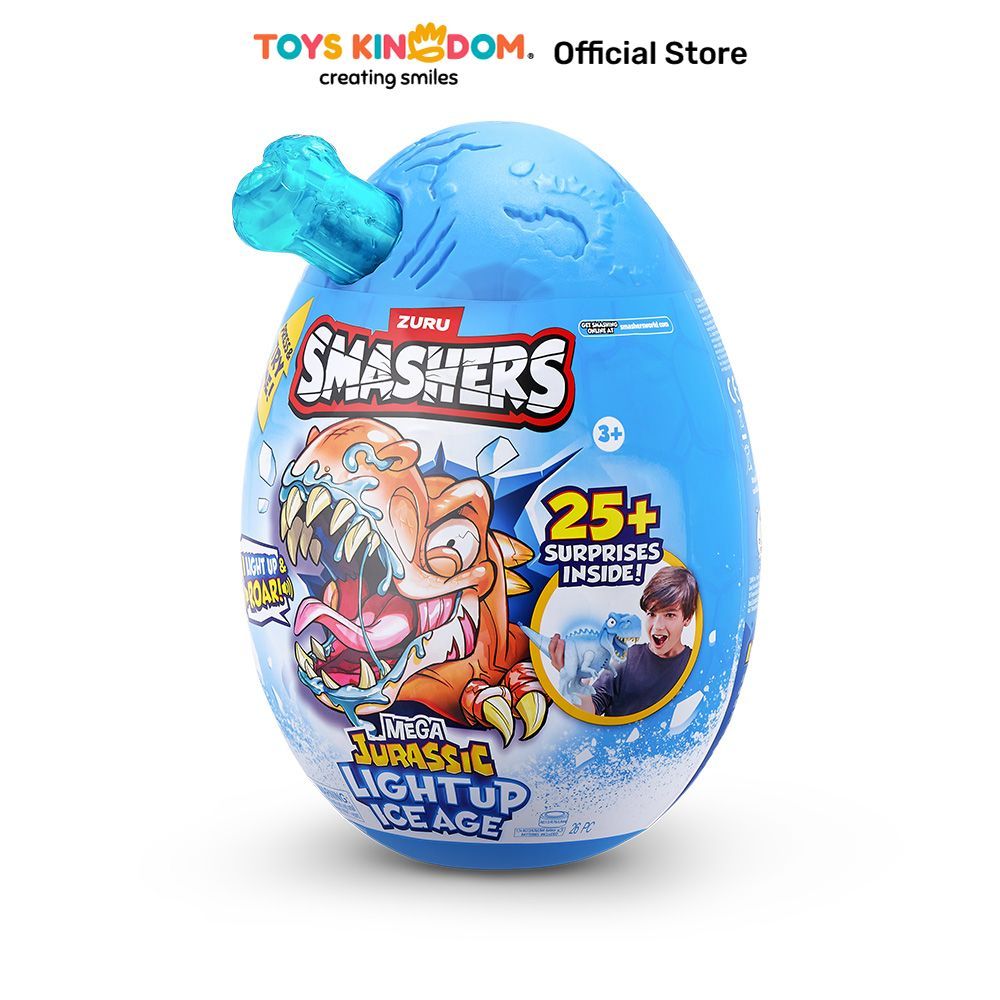 Toys Kingdom ZURU Set Smashers Dino Mega Jurassic Light Up Ice Age S1 Random Mainan Dino Surprise Mo
